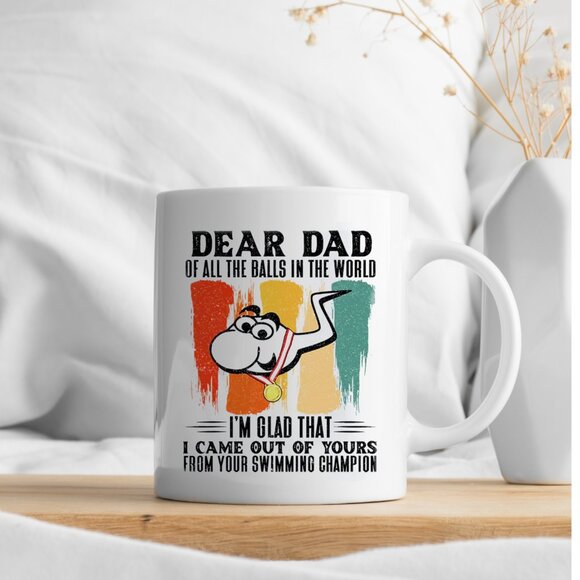 Funny Dad Mug | "Of All the Balls in the World" | White Ceramic 11 oz - Picture 4 of 4
